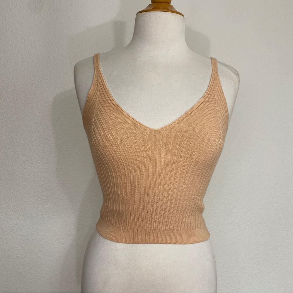 Amante Nude Fitted Ribbed Stretch Knit Cropped Tank Top Size XS/S Girlhoodcore